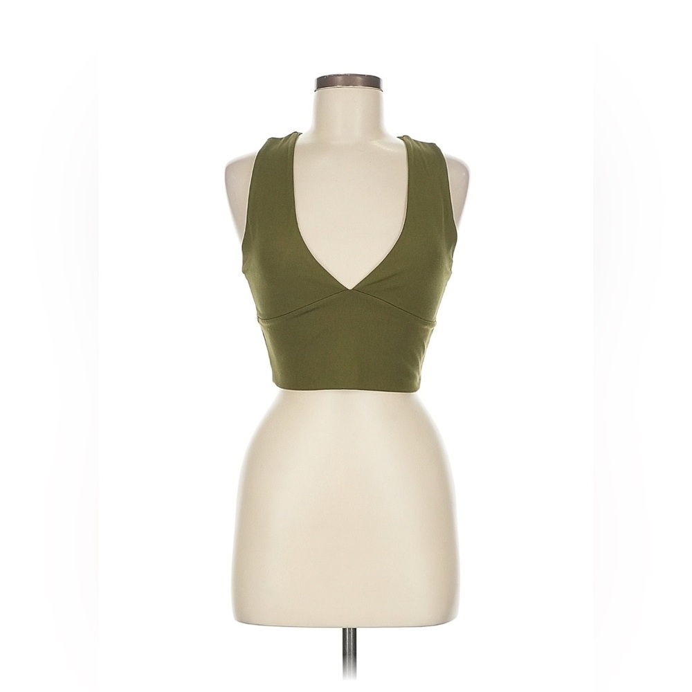Olive Green Sleeveless Crop Top